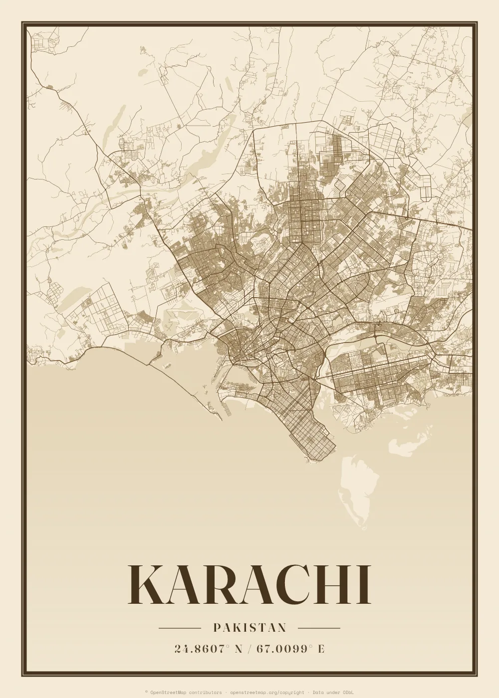 Karachi map poster