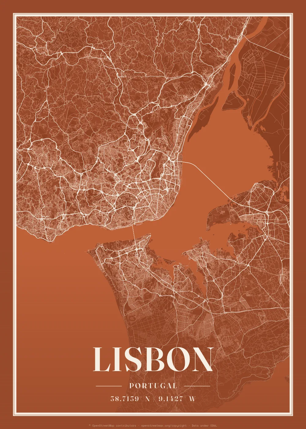Lisbon map poster