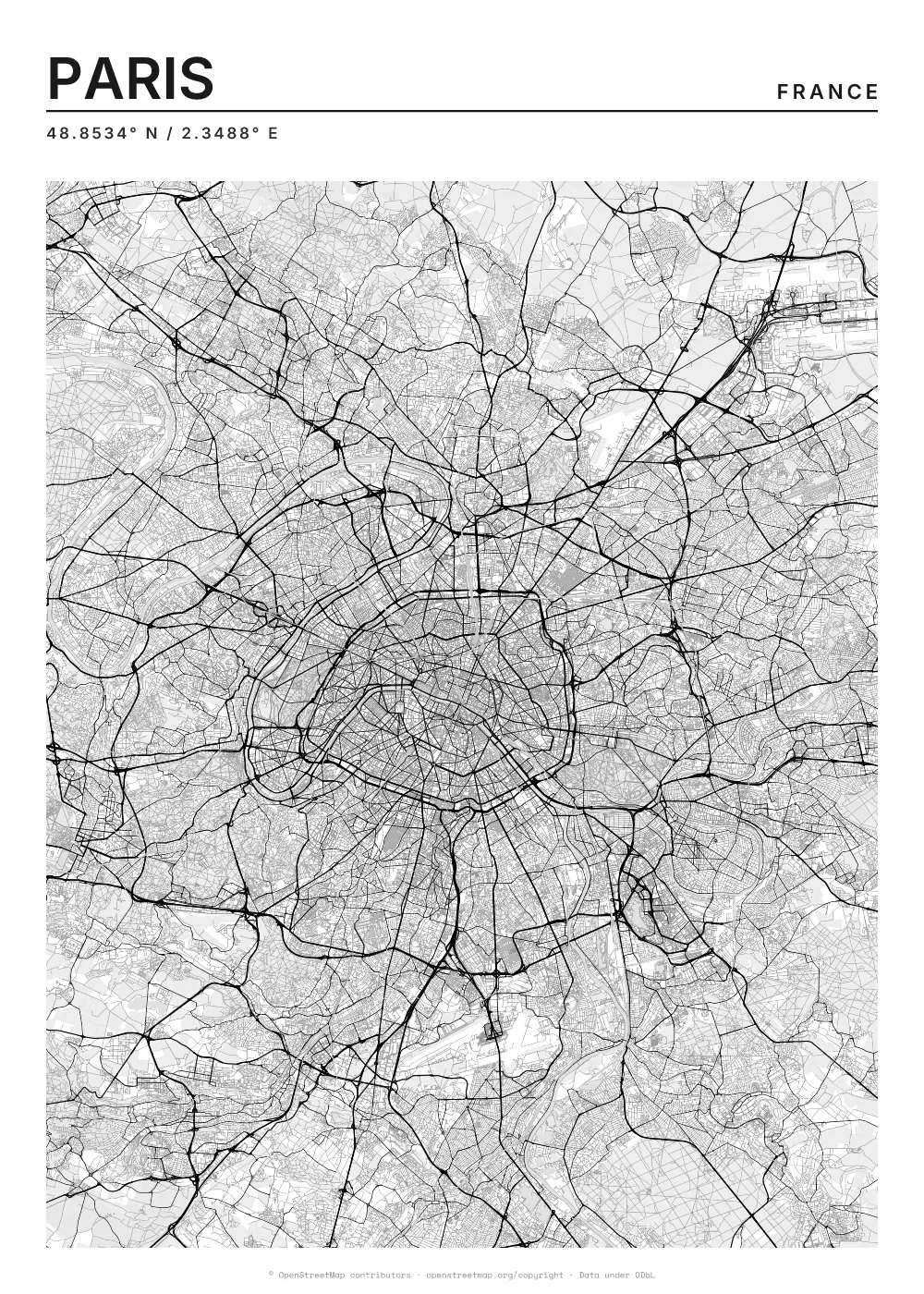 Paris map poster