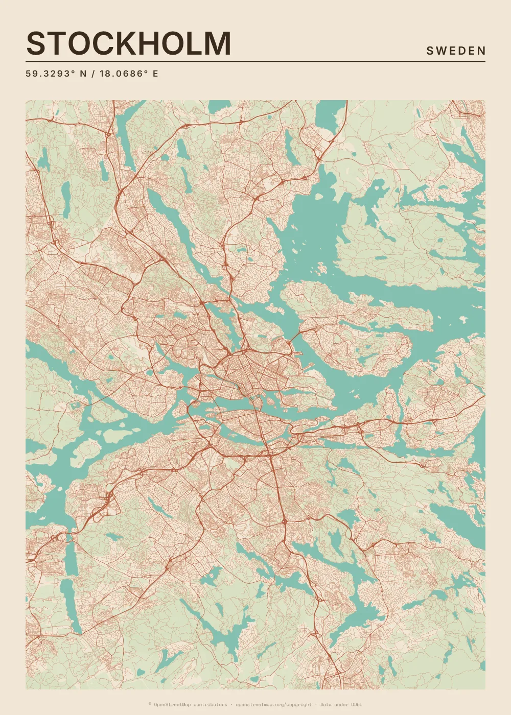 Stockholm map poster